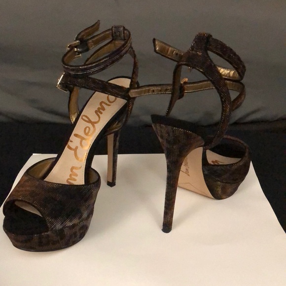 Sam Edelman Shoes - Sam Edelman Strappy Platforms Metallic Leopard